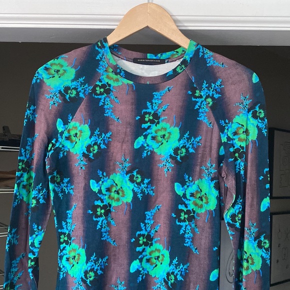 Christopher Kane Bodycon Floral Long Sleeve Mini Dress sz M - Picture 2 of 8